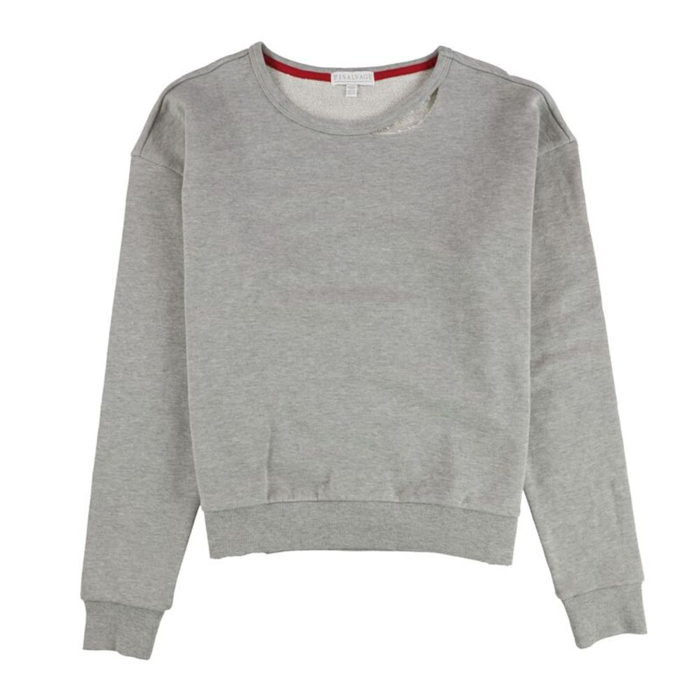 P.J. Salvage Womens Embroidered Hearts Pajama Sweatshirt Top, Grey, M, DM